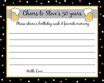 60 Birthday Advice Cards  -  ANY AGE  - Beer Mug Design -  40th 50th 60th 75th Birthday, etc.