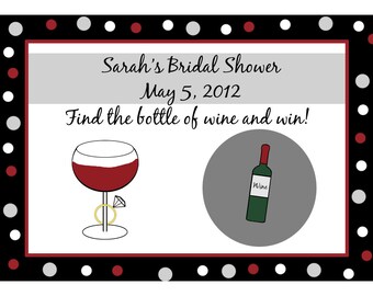 24 Personalized Bridal Shower Scratch Off Game Cards - Wine and Ring