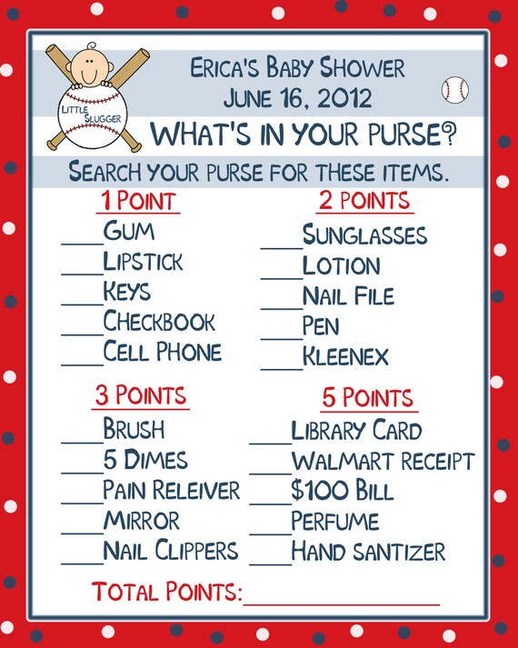 24 Personalized Baby Shower Game Cards What's in Your Etsy