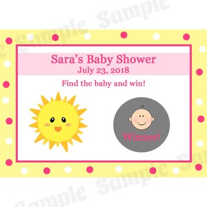 24 personalizzati bambino doccia gratta carte da gioco - rosa sei mio sole bambino doccia - doccia Baby sole - sole gioco di gratta
