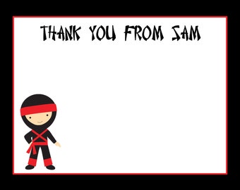 20 Personalized Thank You Cards - Ninja