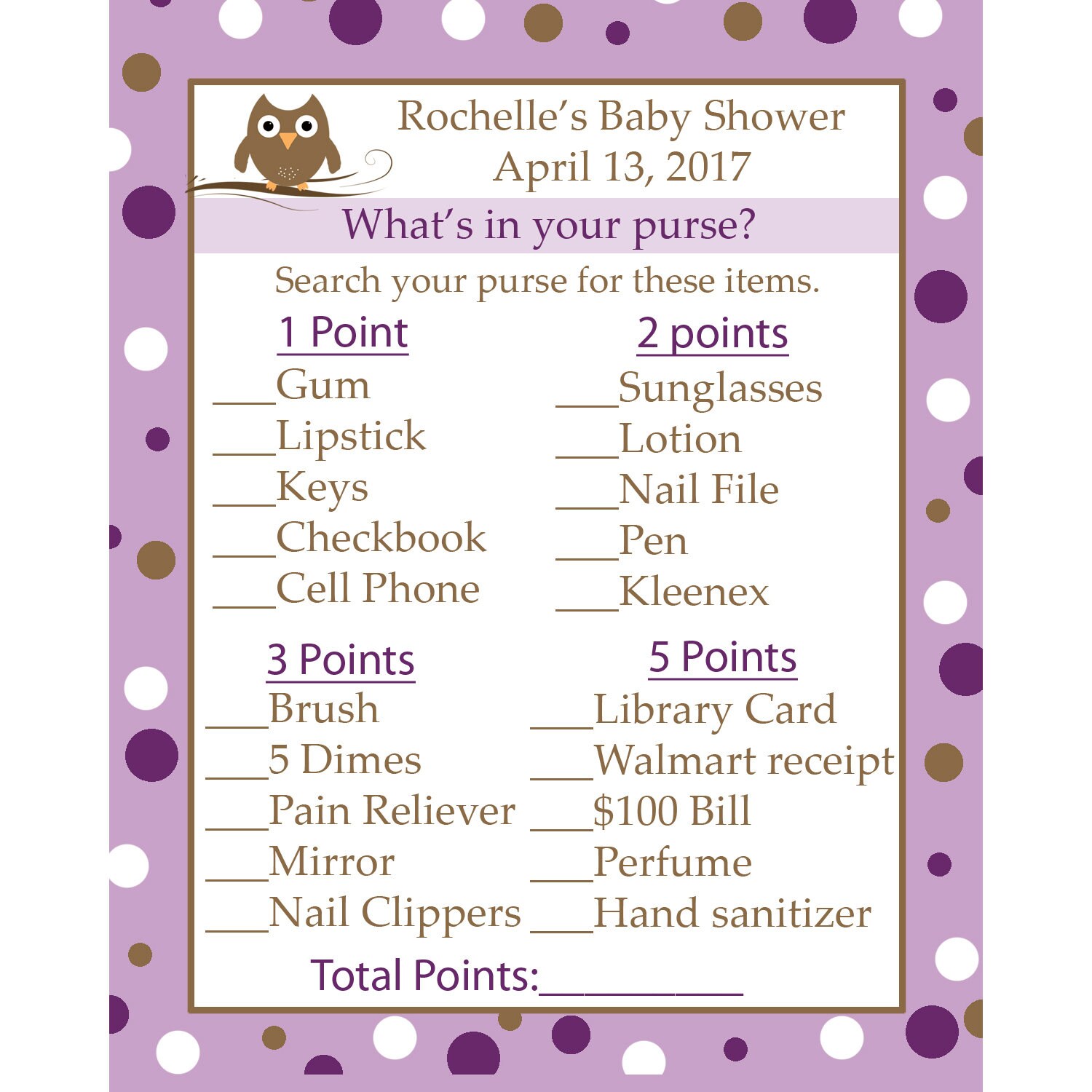 24 Personalized Baby Shower Game Cards What's in Your Etsy