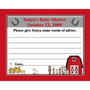 24 personalizzato Baby doccia consigli carte - giù sul tema Farm