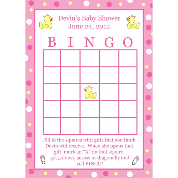 PINK RUBBER DUCKY 24 Personalized Baby Shower Advice Cards