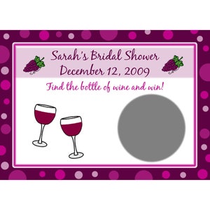 100 personnalisé douche nuptiale à gratter cartes à jouer - vin sur le thème Bridal Shower