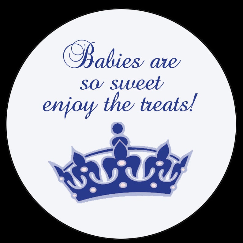 FOUR Sizes Available Personalized Round Stickers 2.5,2,1.5,1 Little Prince Baby Shower