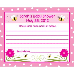 24 gepersonaliseerde babyshoweradvieskaarten BABY BEE DESIGN - Pink Mommy To Be Design - Baby Bee Babyshower - Advieskaarten bij