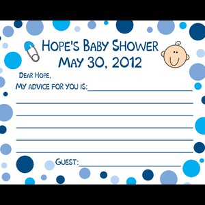 24 personalizzato Baby doccia consigli carte - blu a pois