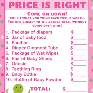 24 Baby Shower Il prezzo è giusto Carte da gioco SOTTO IL MARE - Rosa