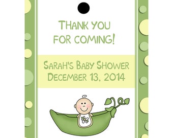 24 Personalized Baby Shower Favor Tags  - Sweet Pea Baby Shower - Yellow Sweet Pea - Gender Neutral Colors - Other Colors Available