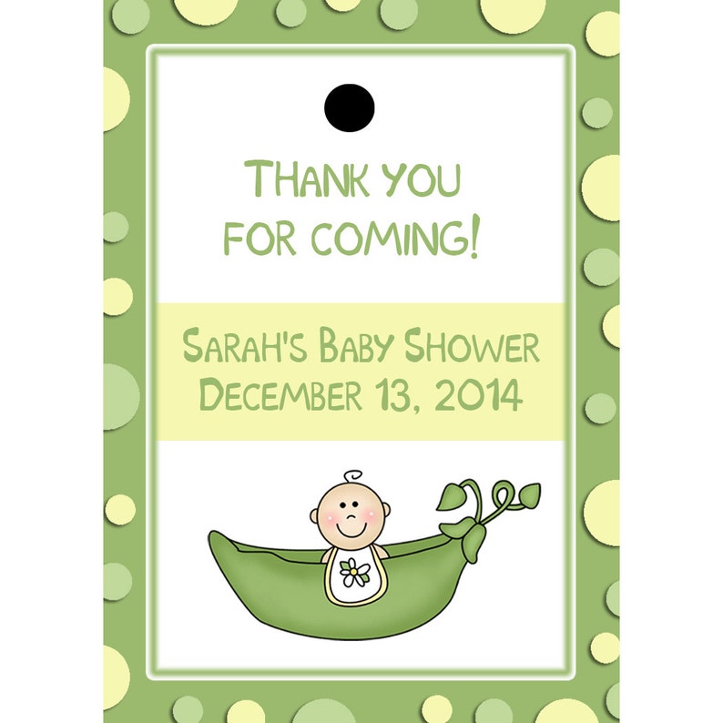 24 Personalized Baby Shower Favor Tags Sweet Pea Baby Shower Yellow Sweet Pea Gender Neutral Colors Other Colors Available image 1