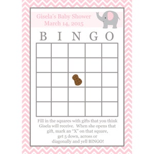 24 personalisierte Baby Shower Bingo Karten - Elefant - Rosa
