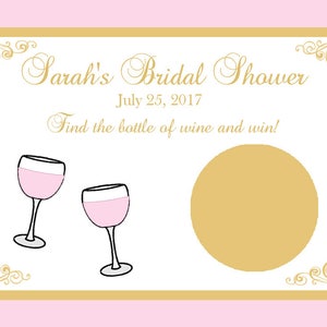 32 Cartes de jeu personnalisées de douche nuptiale à gratter - Douche nuptiale sur le thème du vin - Blush Pink