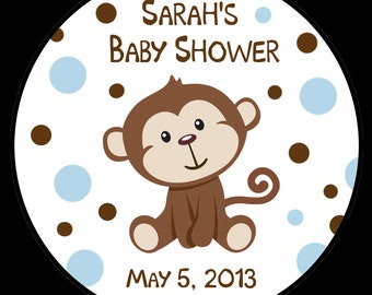 Little Monkey Baby Shower Stickers - Favor Stickers - Available in FOUR Sizes