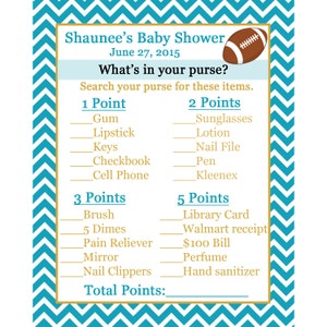 24 bébé douche jeu cartes quel est dans votre sac à main jeu - Design Football