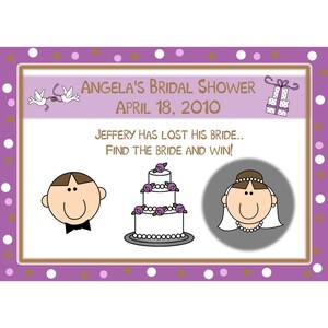 24 Personnalisé douche nuptiale à gratter cartes - Couple heureux violet