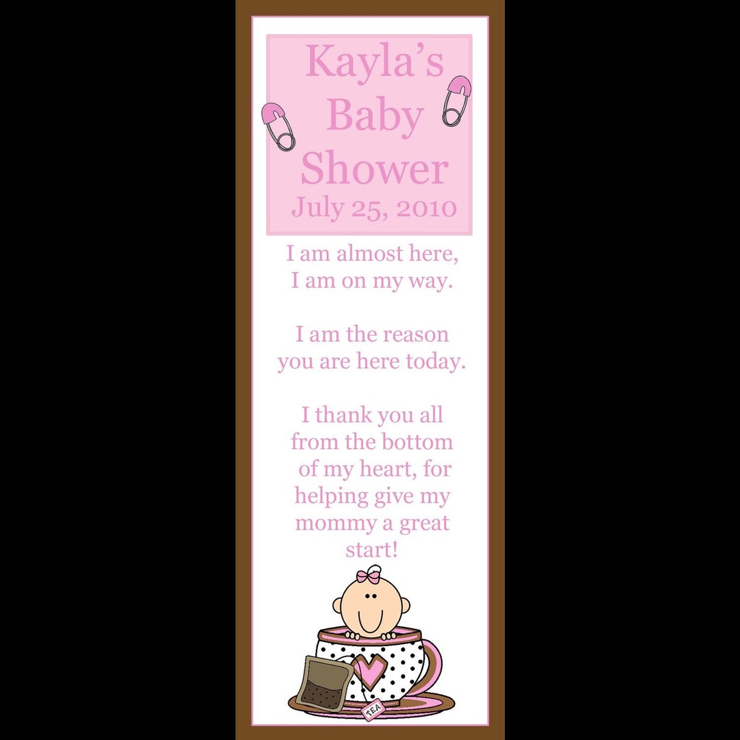 50 Personalized Baby Shower Bookmarks Tea Cup Baby Baby Shower Bookmark