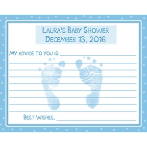 24 personalized Baby Shower advies kaarten - Feet Blue Baby - Baby Footprint advies kaarten