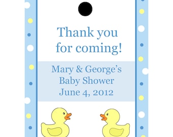 24 Personalized Baby Shower Favor Tags  Blue Rubber Ducky