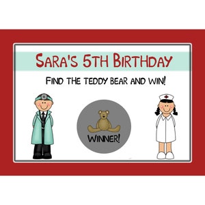 24 cartes de jeu d'anniversaire personnalisées à gratter - Design docteur et infirmière - soirée médecin - soirée infirmière
