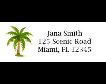 30 Personalized Return Address Labels - PRINTED and shipped to you - Palm Tree Address Labels - Tropical Labels - Luau Labels - Beach Labels