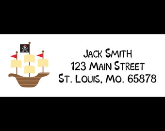 30 Personalized Return Address Labels - Pirate Ship