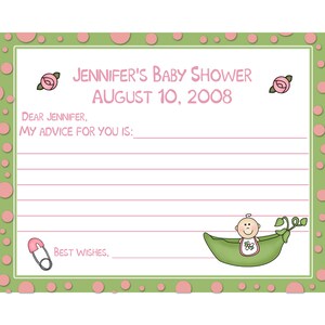 24 Personalizzato Baby doccia consigli carte - rosa pisello odoroso
