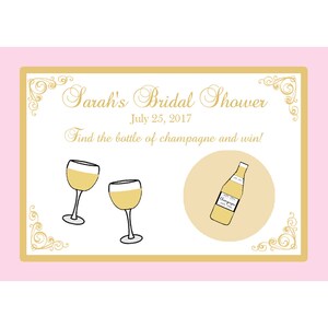 56 personnalisé douche nuptiale à gratter cartes à jouer - Champagne Bridal Shower - fard à joues rose