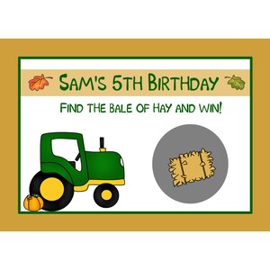 24 personnalisé thème automne - tracteur Party - jeu de cartes à gratter