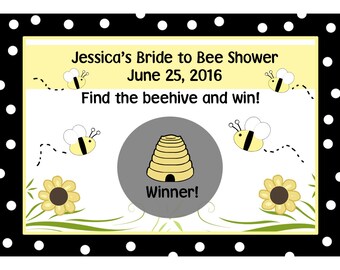 24 Personalized Bridal Shower Scratch Off Game Cards -BRIDE TO BEE  Design