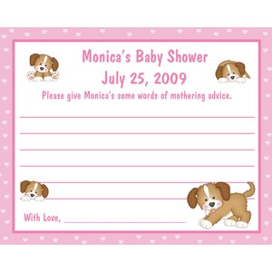 24 baby doccia consigli biglietti - personalizzati - rosa cucciolo cane consigli carte - rosa cucciolo Baby Shower - Baby Girl consigli
