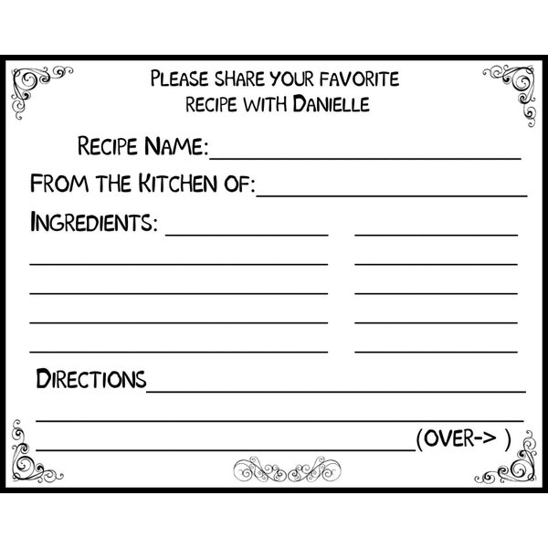 75 Bridal Shower Recipe Cards   PERSONALIZED
