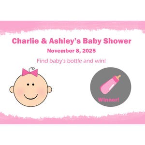 24 tarjetas para raspar para baby shower: dulce carita de bebé, rosa. IMPRESAS y ENVIADAS = Baby Face Shower