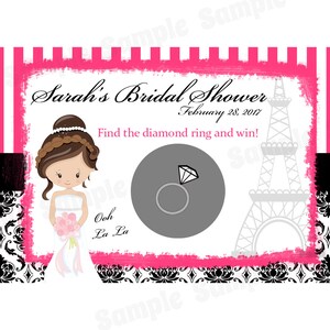 24 personnalisé douche nuptiale à gratter cartes à jouer - thème Paris - Paris mariage - Bridal Shower douche-parisien de Paris - Paris à gratter