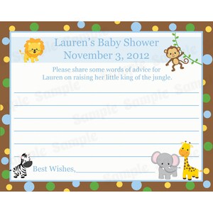 24 Personalizzato Baby doccia consigli carte - animali dello Zoo