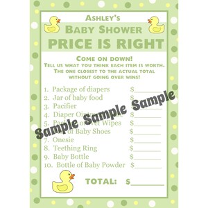 24 Baby Shower personalizzato Il prezzo è giusto Carte da gioco - Rubber Ducky - Il prezzo dell'anatra di gomma è giusto Gioco - Colori neutri di genere