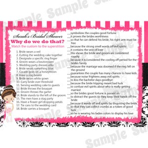 24 Doccia nuziale personalizzata Perché lo facciamo Carte da gioco - Tradizioni di matrimonio Carte da gioco -Paris Design- Paris Bridal Shower- Paris Bridal
