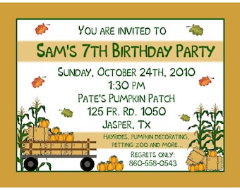 20 Birthday Invitations    Fall Party -   Corn Maze -  Pumpkin Patch Farm - Autumn Party - Any Age Invitation