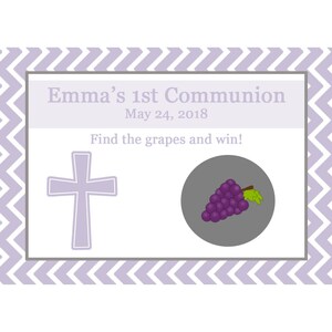 24 personnalisé Première Communion à gratter cartes à jouer - lavande