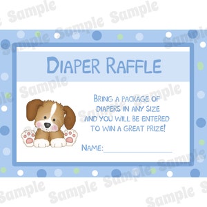24 Baby Shower Pannolini Raffle Cards - Puppy Dog Baby Shower
