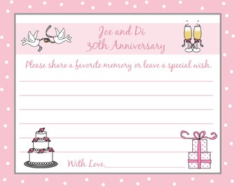 60 Personalized Wedding Anniversary Memory and Wishes Cards - ANY year available - Favorite memory cards - PRINTED and shipped