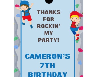 24 Personalized Birthday Favor Tags   - Rock Climbing Party Design