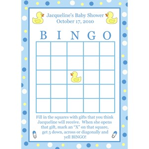 24 Personalizada tarjetas del Bingo de la ducha de bebé - patito azul