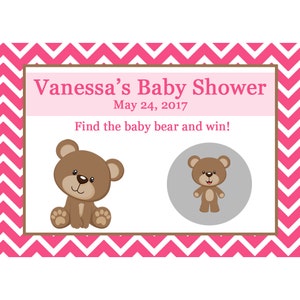 24 personalizzato Baby doccia gratta carte da gioco - orsacchiotto Baby doccia - rosa
