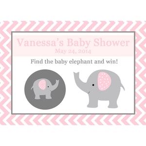 24 personalizzato Baby doccia gratta carte da gioco - elefante - rosa