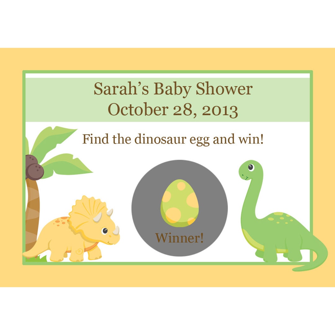 10 Dinosaurs Birthday Party Baby Shower Scratch Off Game Cards T