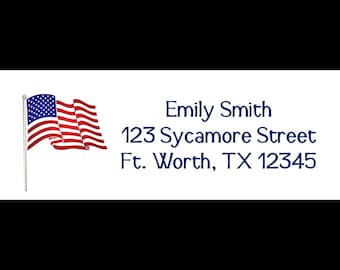 30 Personalized Return Address Labels - PRINTED and shipped to you - American Flag Address Labels - USA address label - Patriotic