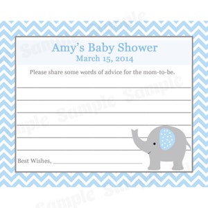 24 personalizzato Baby doccia consigli carte - elefante blu