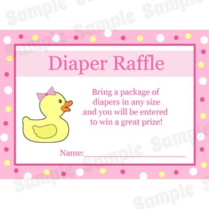24 baby Shower Diaper lotteria Cards - gomma Ducky anatra - rosa - rosa Baby Shower