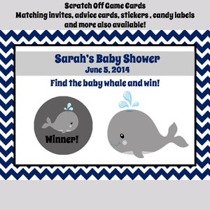 24 personalizzati bambino doccia gratta carte da gioco - Design - nautica - oceano - mare vita della balena
